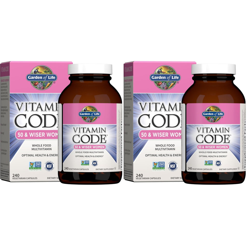 Garden of Life Vitamin Code Multivitamin for Women 50 & Over, 240 Capsules, Vitamins for Women 50 Plus with B Vitamins, Vitamins A, C, D3, E & K, CoQ10, Probiotics & Enzymes