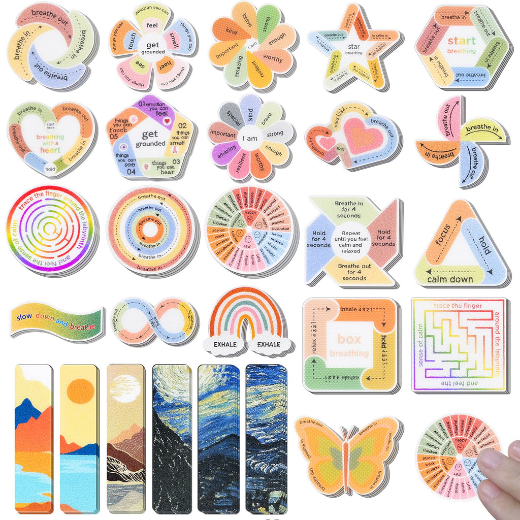 102 Pieces Sensory Stickers for Calm, 2 Texture Styles, Anxiety Relief