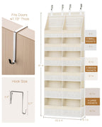 Criusia Over the Door Organizer, Extra Large 12 Compartments Closet Hanging Storage with 14 Mesh Pockets, 85lbs Capacity Behind the Door Storage for Baby Nursery, Bathroom, Bedroom, and Dorm, Beige