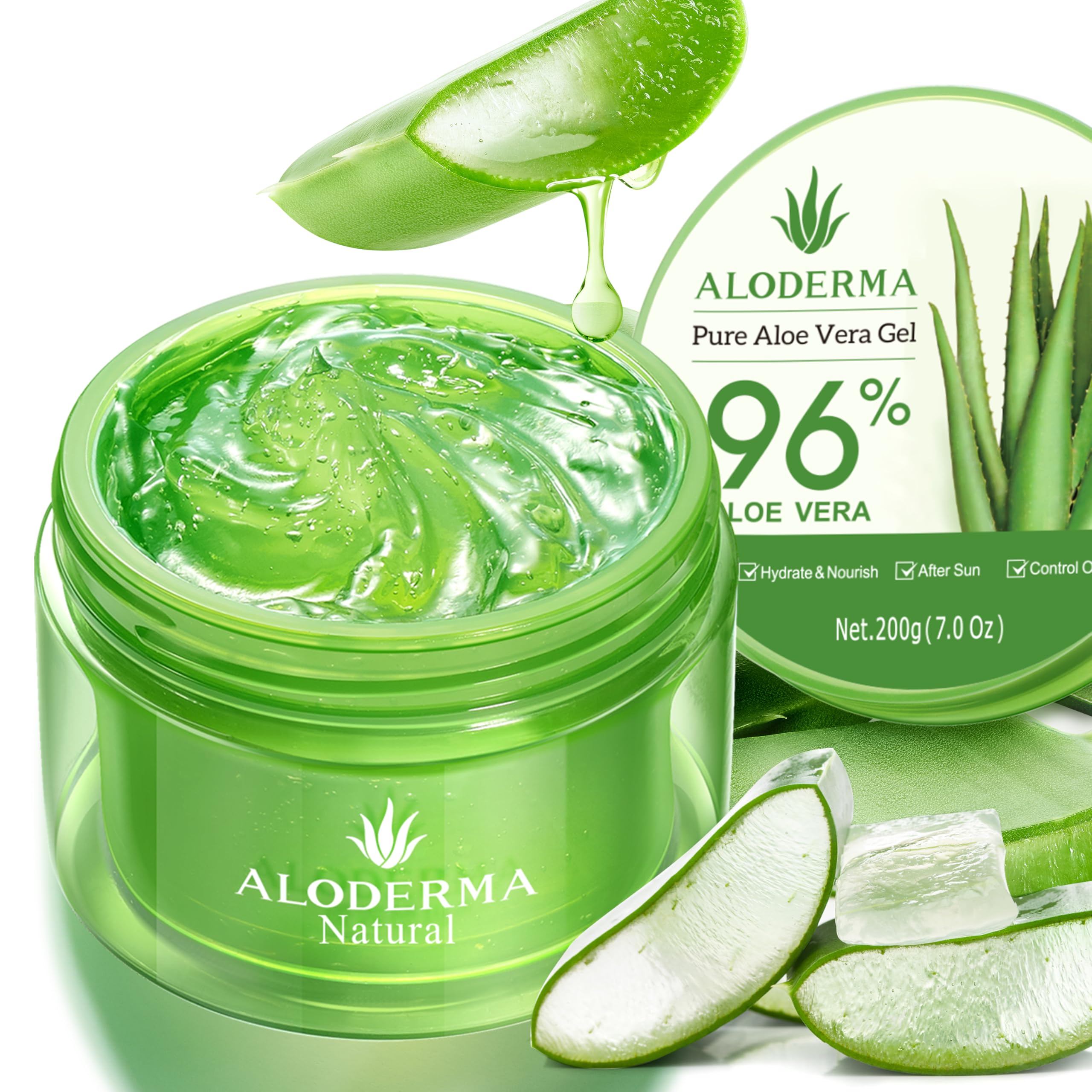 Buy now Aloderma Aloe Vera Gel Made within 12 Hours of Harvest with 96% Pure Organic Aloe Vera for Skin, Scalp, & Hair, Soothing Aloe Face Moisturizer, Multipurpose, Hydrating Aloe Gel, 7.05oz at indiglob india