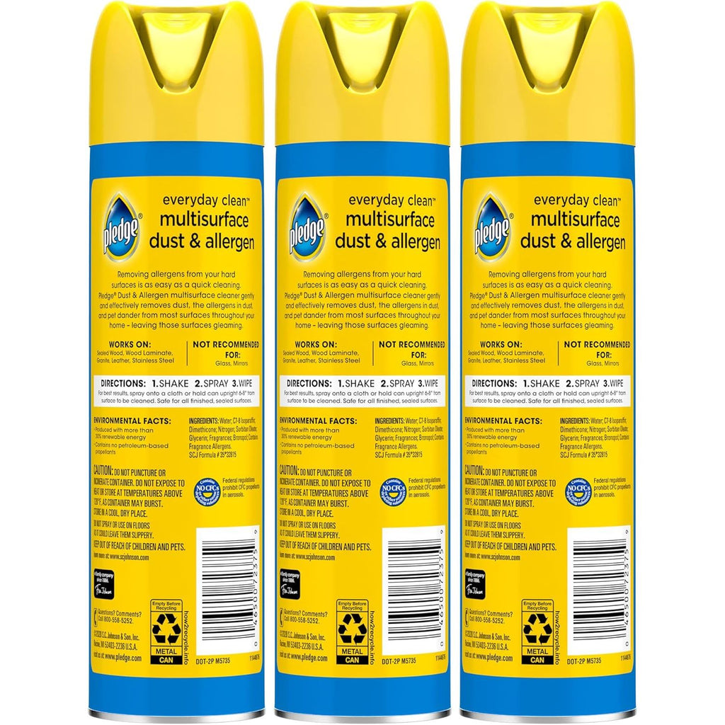 Buy now Pledge Dust & Allergen Multisurface Cleaner, Aerosol Spray, Lemon Scent, 9.7oz (Pack of 3) at indiglob india