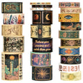 Gold Foil Tarot Washi Tape Set, 23 Rolls Vintage Decorative Washi Tape with 14 Gold Foil Designs, Assorted Widths for Journaling, Scrapbooking, Bullet Journal, Planner, Card Making & DIY Crafts