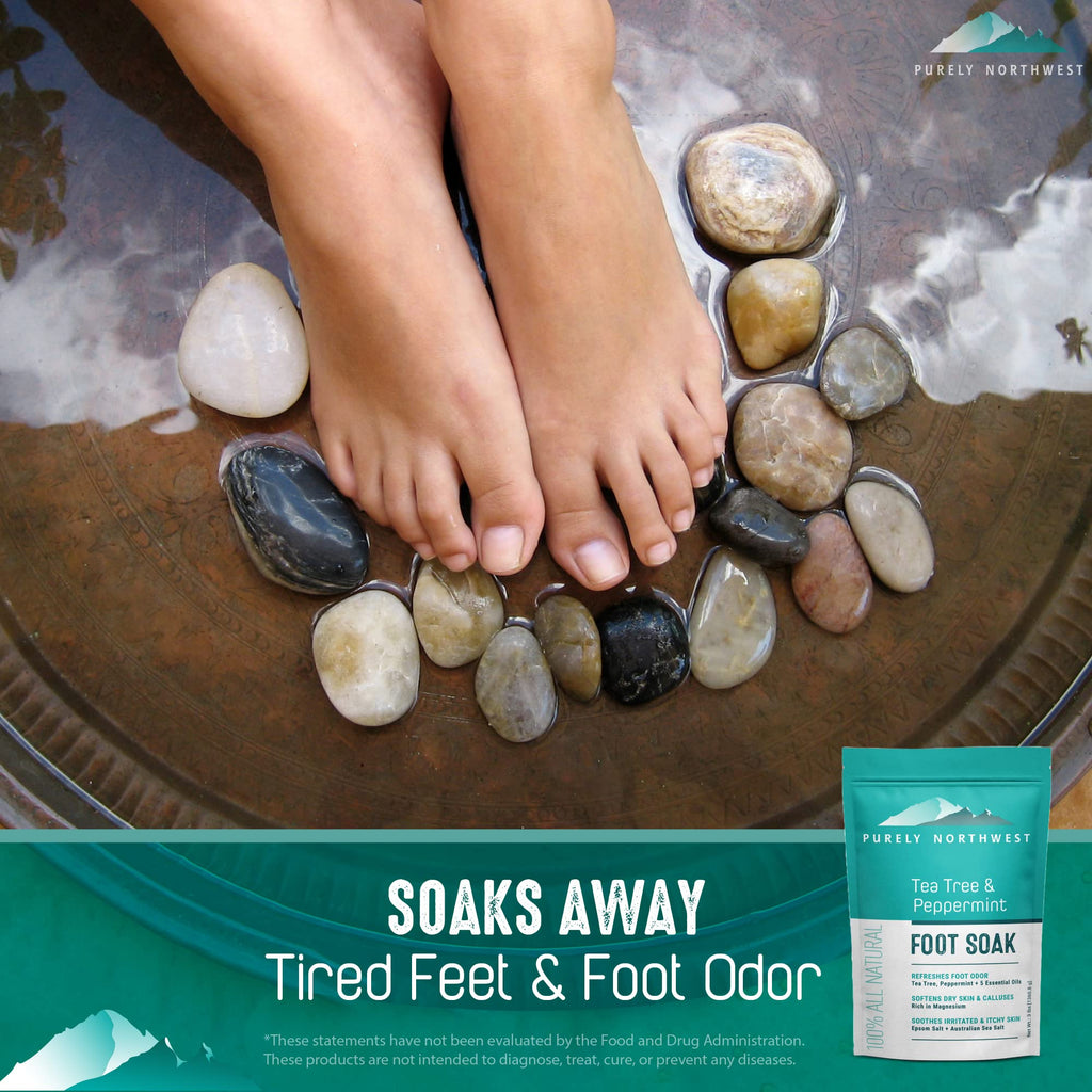 Purely Northwest-Tea Tree, Peppermint, MSM & Epsom Salt Foot Soak-for Stubborn Foot Odor, Burning & Itching associated with Athletes Foot- Softens Dry Skin & Calloused Heels-1 Pound
