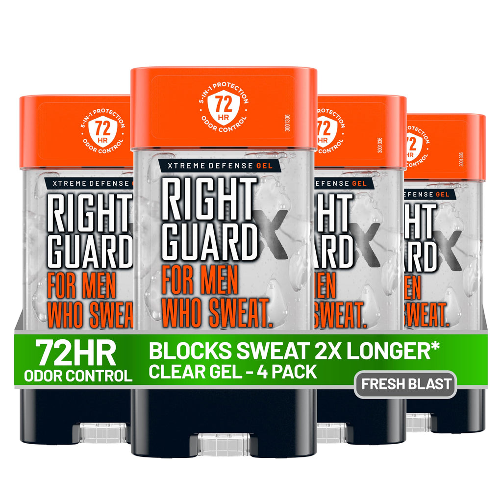 Right Guard Xtreme Defense Antiperspirant Deodorant Gel, Arctic Refresh Scent - 5-in-1 Deodorant Men Can Trust, 72-Hour Odor Control Invisible Gel for Men, 4 oz (4 Pack)