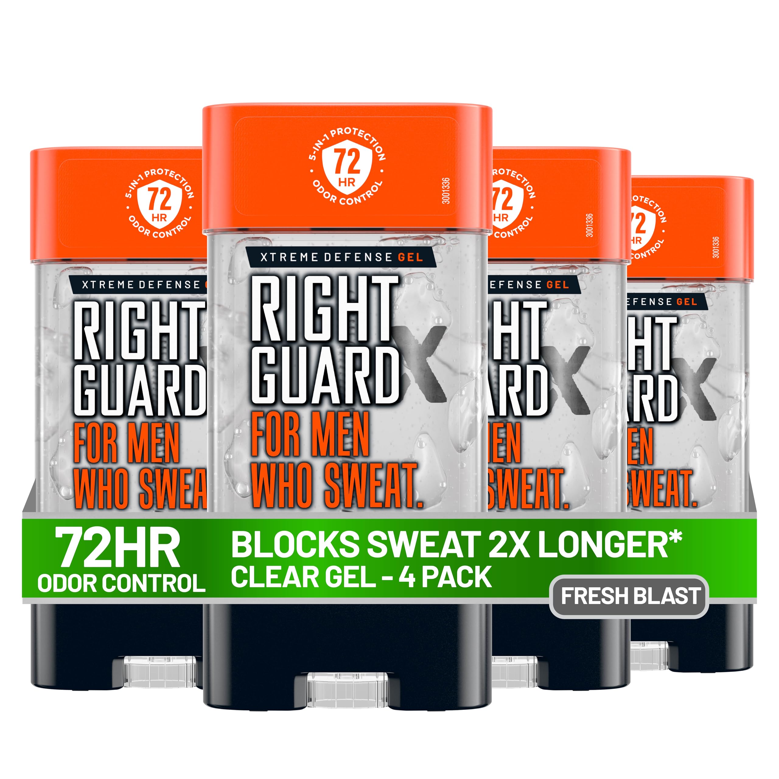 Right Guard Xtreme Defense Antiperspirant Deodorant Gel, Arctic Refresh Scent - 5-in-1 Deodorant Men Can Trust, 72-Hour Odor Control Invisible Gel for Men, 4 oz (4 Pack)
