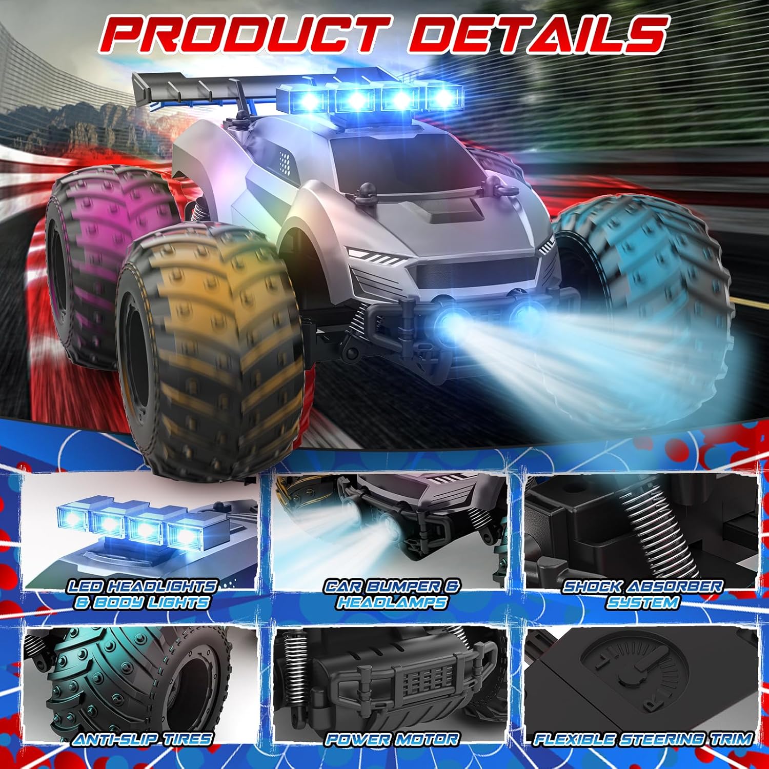 Buy now Remote Control Car - 20km/h 1:18 High Speed RC Cars Offroad with RBC &Headlights &Headlamps, 2.4GHz Toy Car Gift for 3 4 5 6 7 8 9 10-12 Year Old Boys Girls Kids at indiglob india