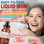 Iron Supplement Liquid Drops, High Absorption Iron Supplement for Women 65 mg, Liquid Iron for Red Blood Cell Support*, Vegan Essential Mineral Iron Drops with Vitamin C, Non-GMO, 30 Servings