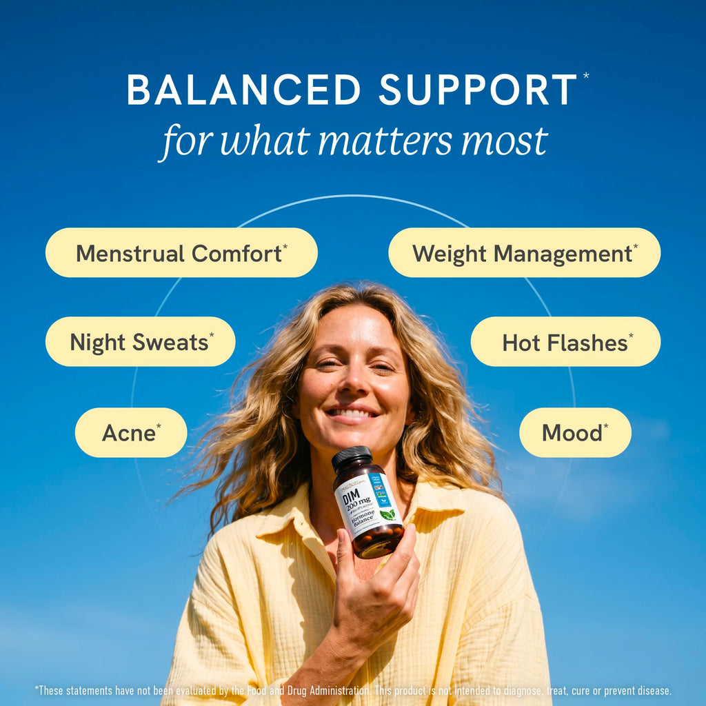 DIM Supplement 200 mg, Estrogen Balance for Women & Men, Doctor-Formulated | Hormonal Acne Menopause Hormone Balance & Antioxidant Support, Clean Label Project Certified Diindolylmethane, 60 Capsules