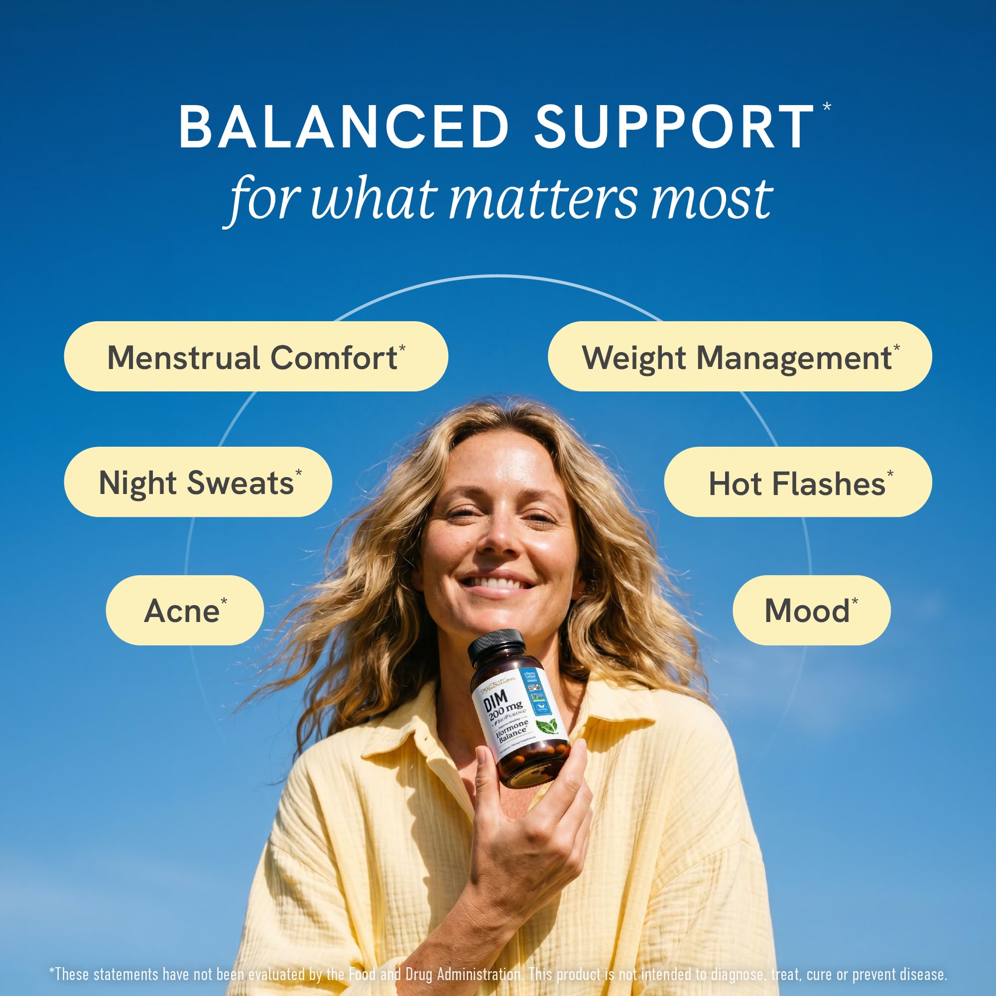 DIM Supplement 200 mg, Estrogen Balance for Women & Men, Doctor-Formulated | Hormonal Acne Menopause Hormone Balance & Antioxidant Support, Clean Label Project Certified Diindolylmethane, 60 Capsules