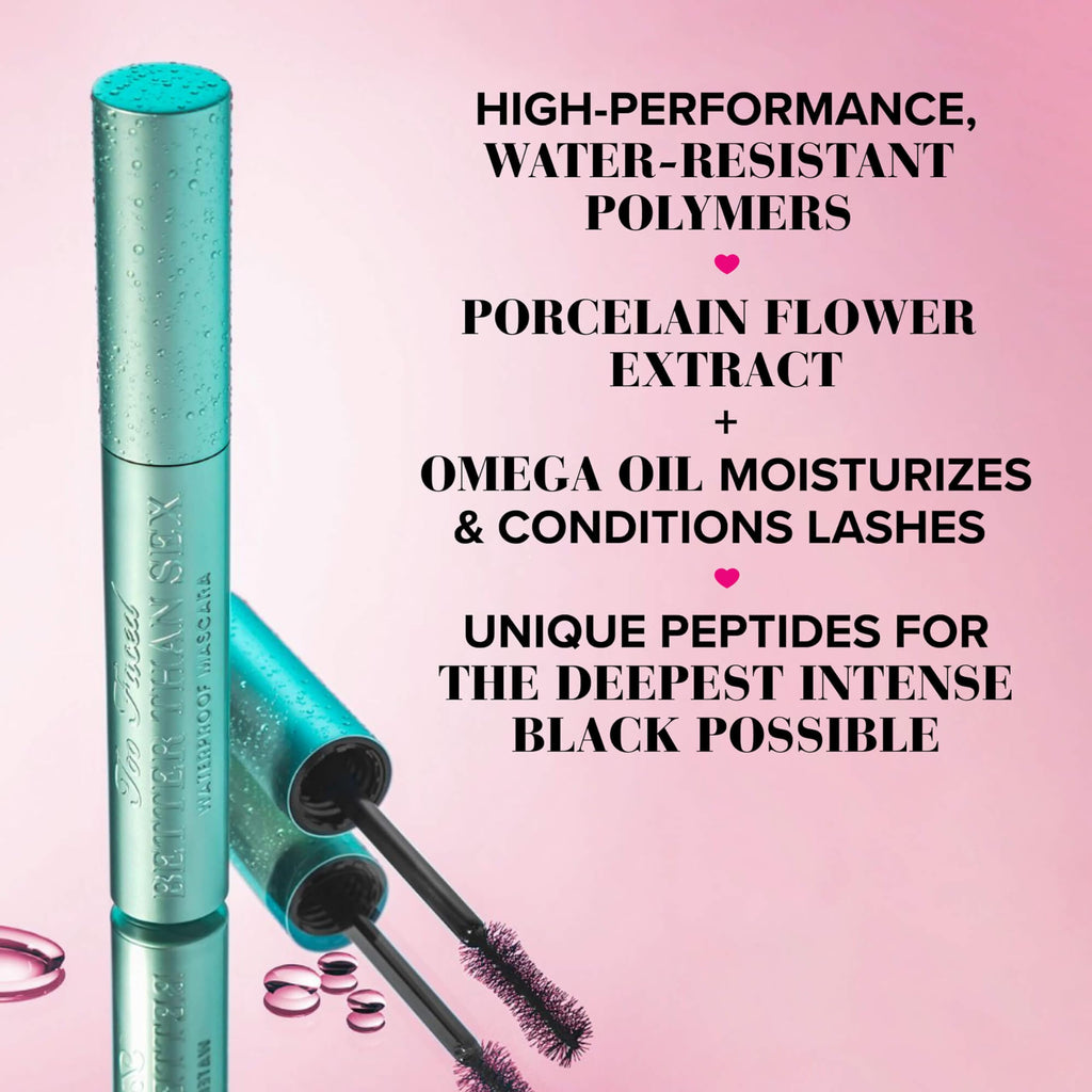 Too Faced Better Than Sex Waterproof Mascara | Volume + Length with Hourglass Brush