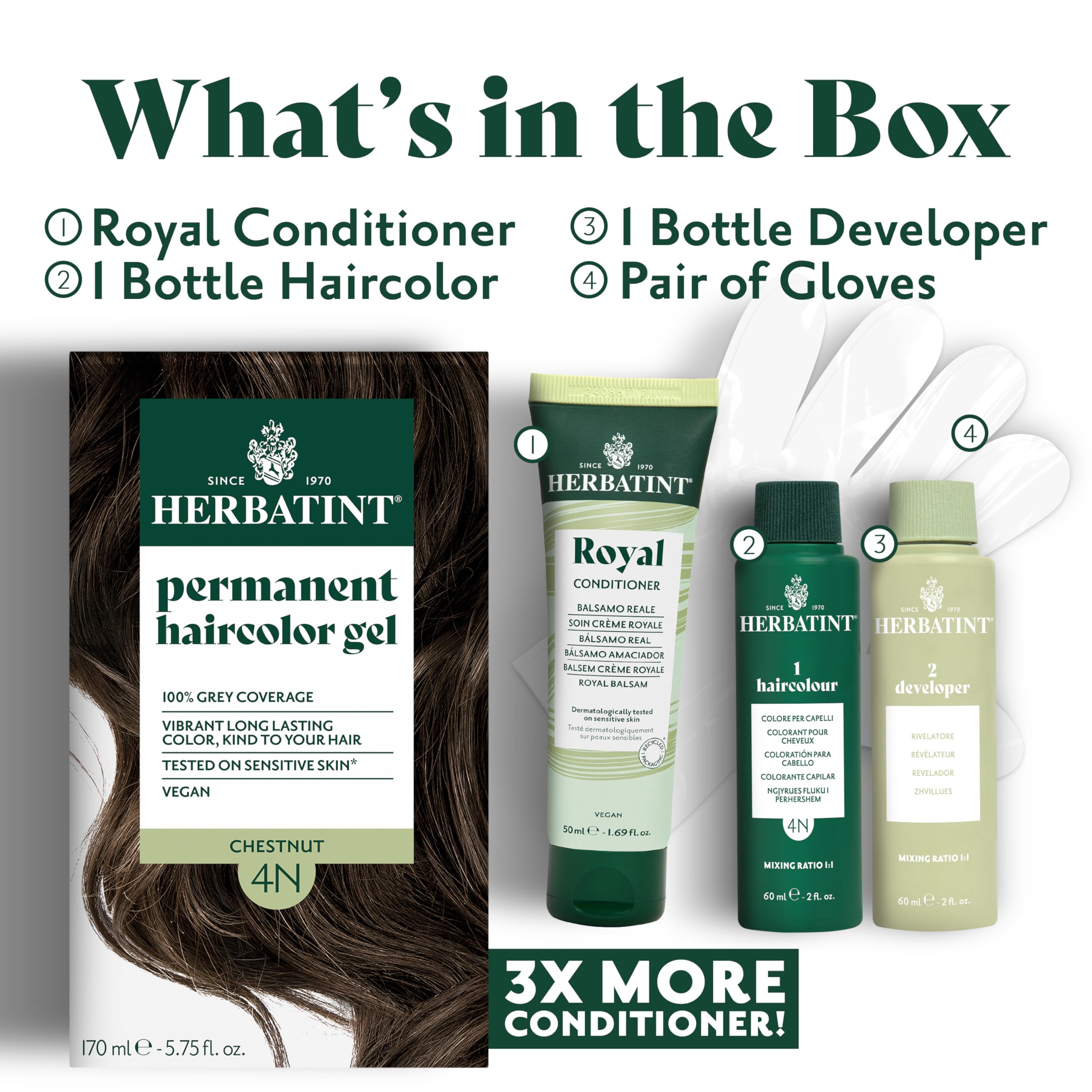 Buy now Herbatint Permanent Hair Dye For Women - 4N Chestnut - For Up To 100% Gray Coverage of Resistant Gray Hair - Ammonia-Free, Alcohol-Free & Vegan - Salon Influenced Hair color 5.75 fl oz at indiglob india