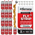 Fly Strips for Gnats, Fruit Flies & House Flies – Extra Sticky Fly Paper – Indoor Sticky Hanging Fly Tape for Home & Kitchen – Non-Toxic Fly Ribbon Rolls with Pins – 12 Pack