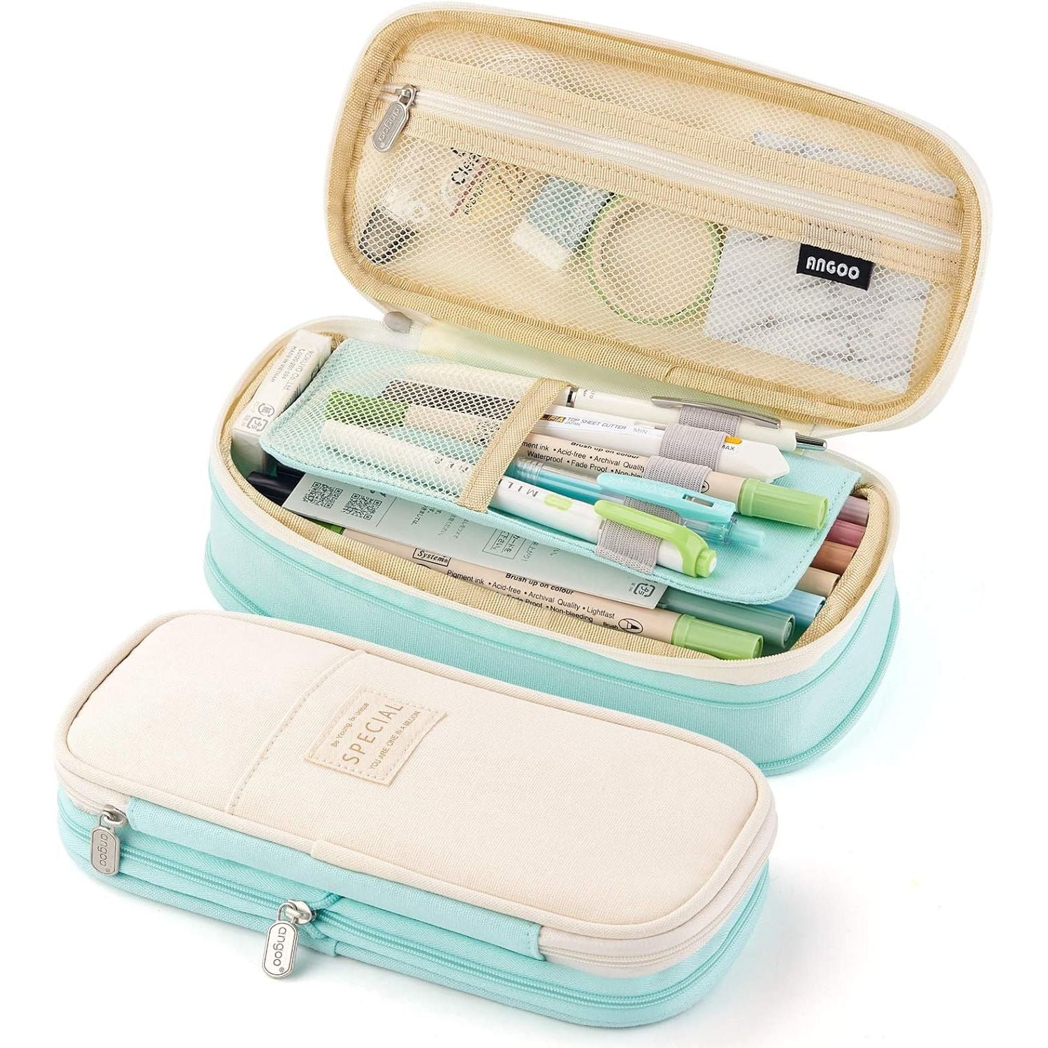 Buy now EASTHILL Big Capacity Pencil Pen Case Office College School Large Storage High Capacity Bag Pouch Holder Box Organizer Light Blue Cyan at indiglob india