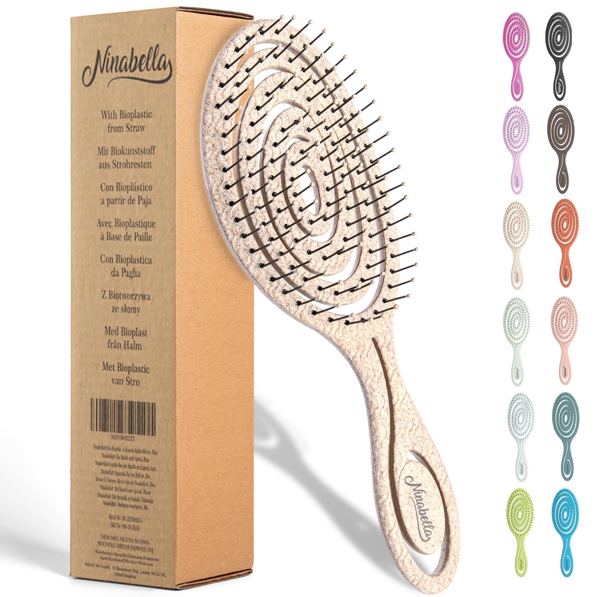 Buy now Ninabella Detangle Hair Brush for Women & Men - Does not Pull - Straightening Brushes for Straight & Curly Hair - Unique Spiral Detangling Hairbrush - Green at indiglob india