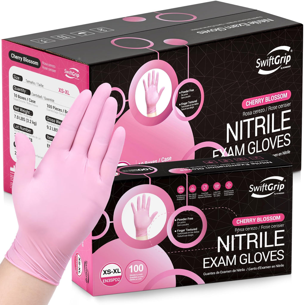 Buy now Pink Nitrile Gloves, 3-mil, Industrial Gloves Disposable Latex Free, for Cleaning & Esthetician, Rubber Powder-Free, 100-ct Box (Small) at indiglob india
