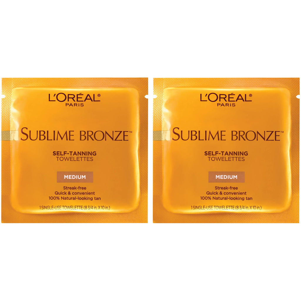 L'Oreal Paris Sublime Bronze Self Tanning Towelettes, Streak-Free, Natural Looking Tan, 6 ct