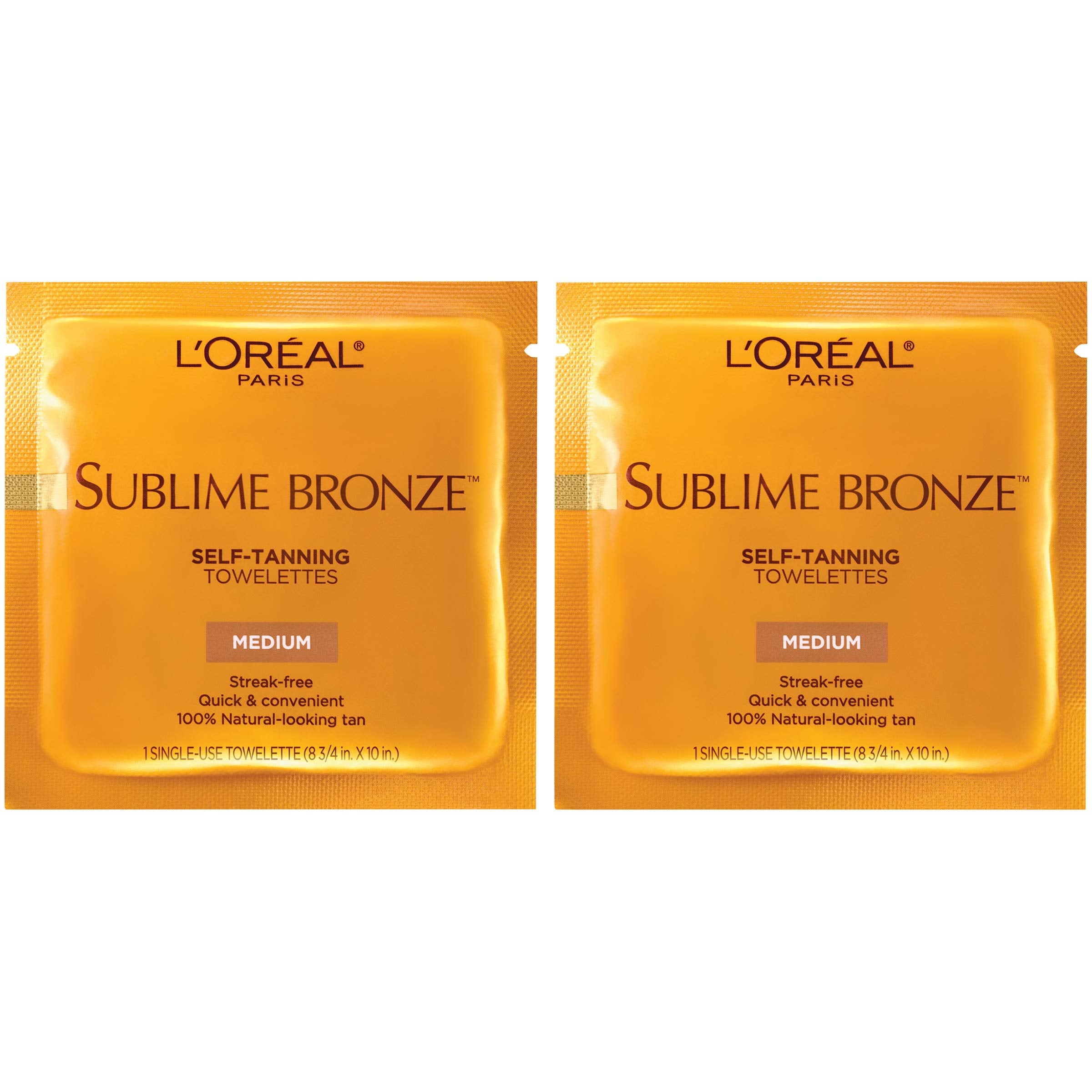 L'Oreal Paris Sublime Bronze Self Tanning Towelettes, Streak-Free, Natural Looking Tan, 6 ct