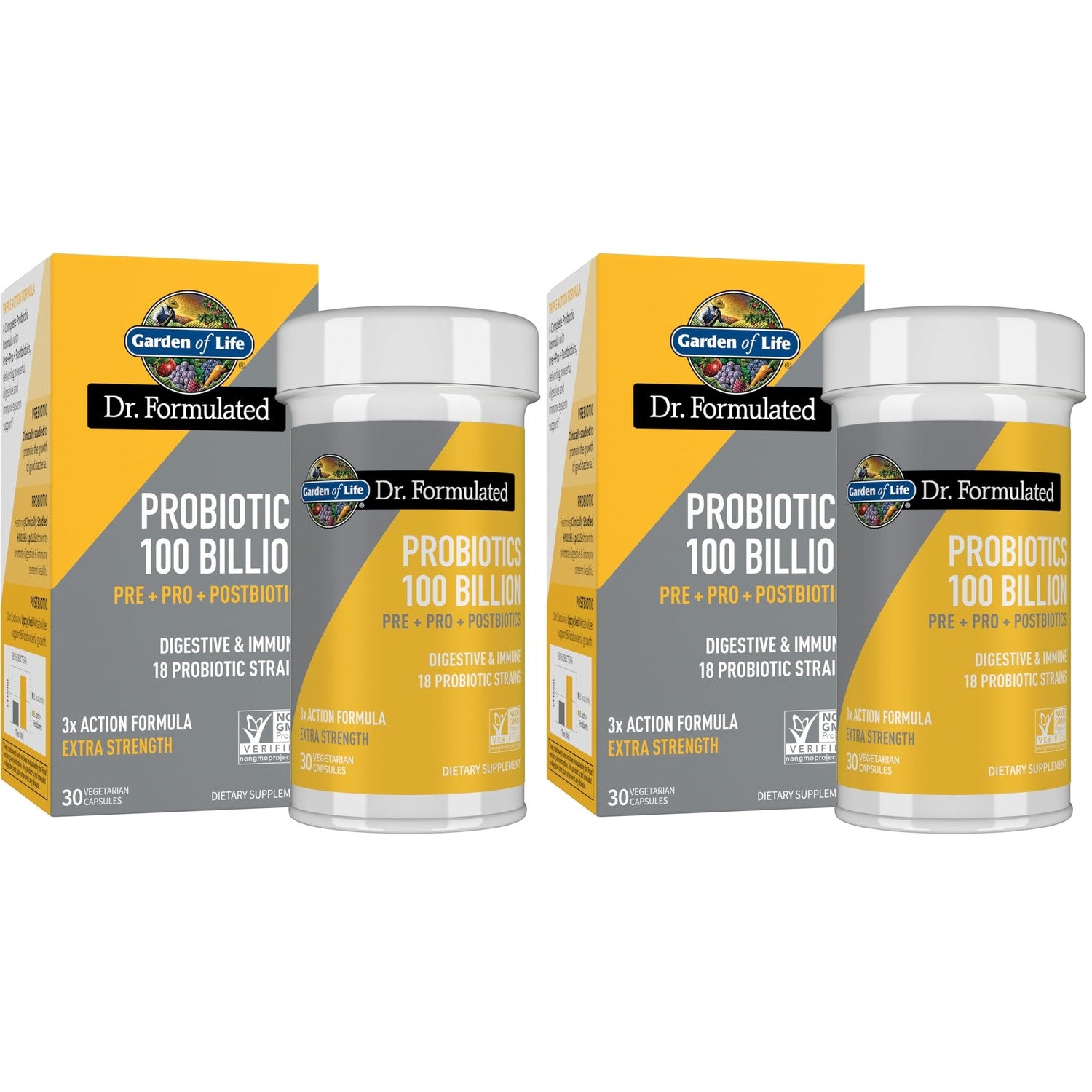 Garden of Life Dr. Formulated Pre, Post & Probiotics 100 Billion CFU, 30ct | Pre, Post & Probiotic Once Daily Supplement for Women & Men, Extra Stength, 30 Day Supply