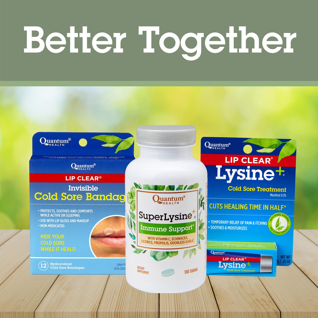 Quantum Health SuperLysine+ 1500mg L-lysine Immune Support 180 Tablets | Essential Amino Acid, Vitamin C, Echinacea, Licorice, Bee Propolis & Odorless Garlic, Daily Formula
