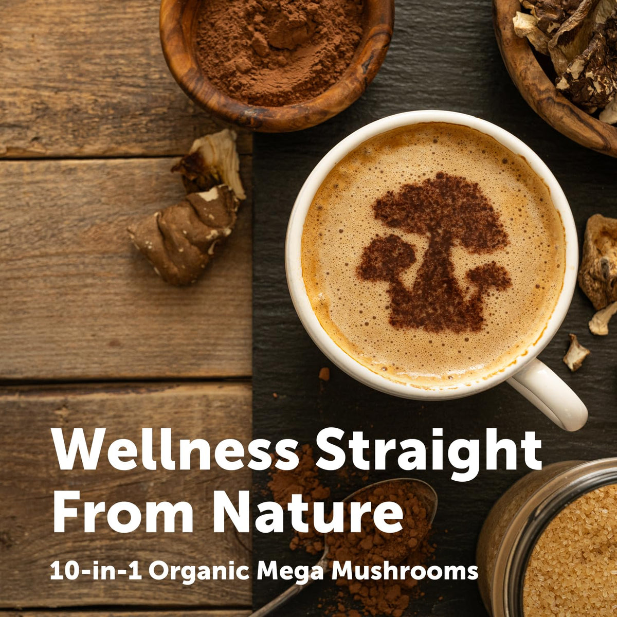 Micro Ingredients Organic Mega Mushroom Powder, 10-in-1 Mushroom Blend, 5oz