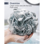 MTDLYICE Loofah Sponge, XXL Large Loofah 100g 4 Pack, Bath Sponge Soft Mesh Shower Loofah for Men, Body Scrub, Shower Pouf Bath Accessories, for Body Wash, Soap (Blue Gray)
