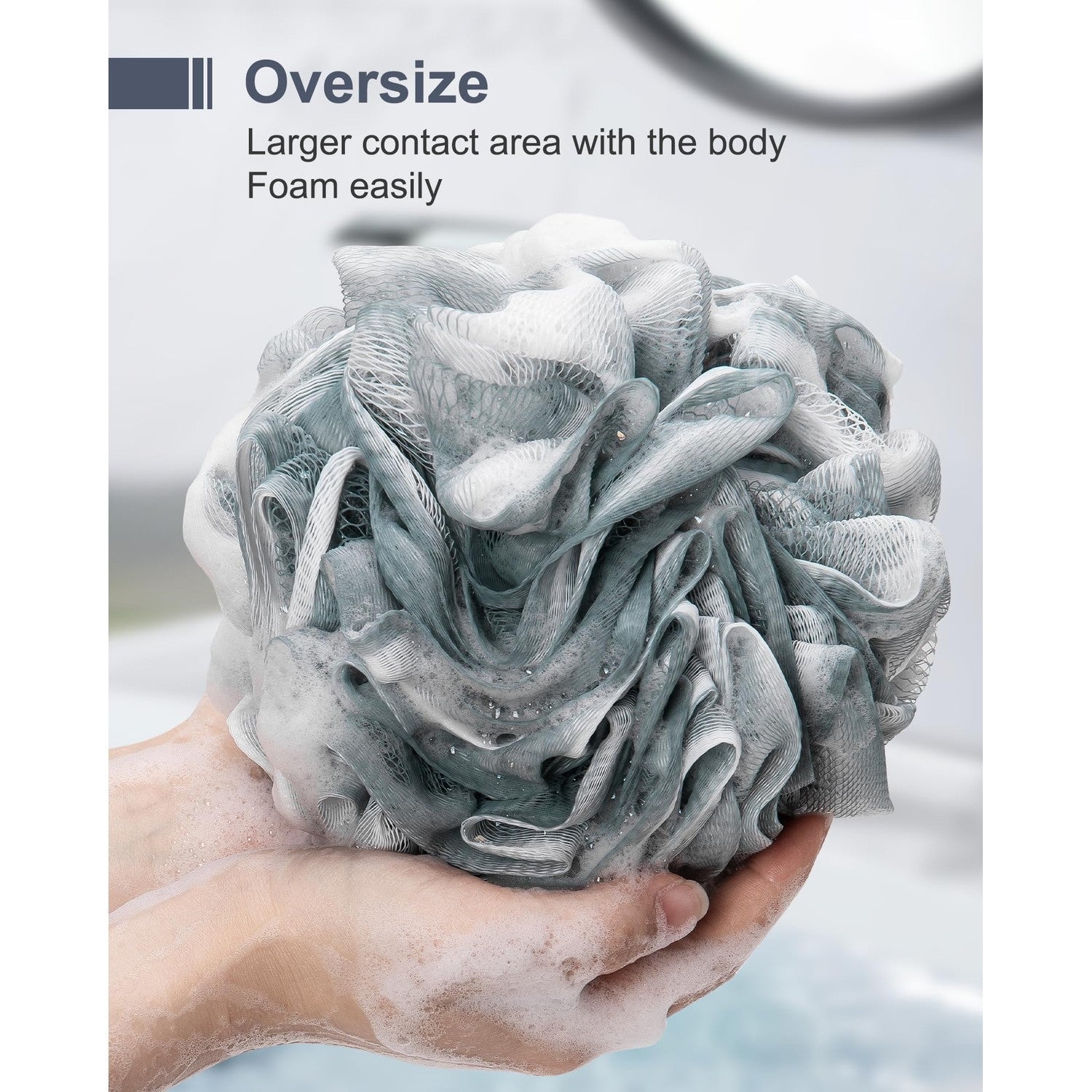 MTDLYICE Loofah Sponge, XXL Large Loofah 100g 4 Pack, Bath Sponge Soft Mesh Shower Loofah for Men, Body Scrub, Shower Pouf Bath Accessories, for Body Wash, Soap (Blue Gray)