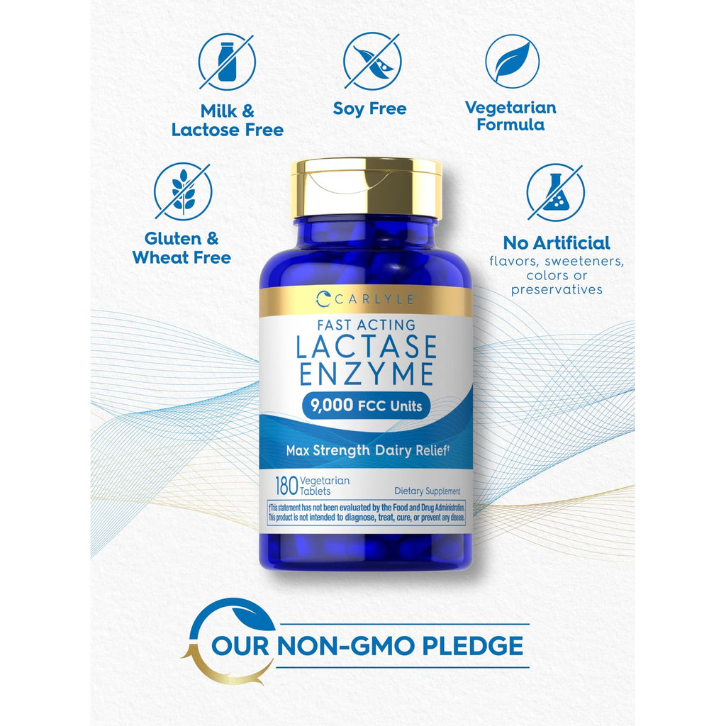 Carlyle Lactase Enzyme Tablets 9000 FCC | 180 Pills