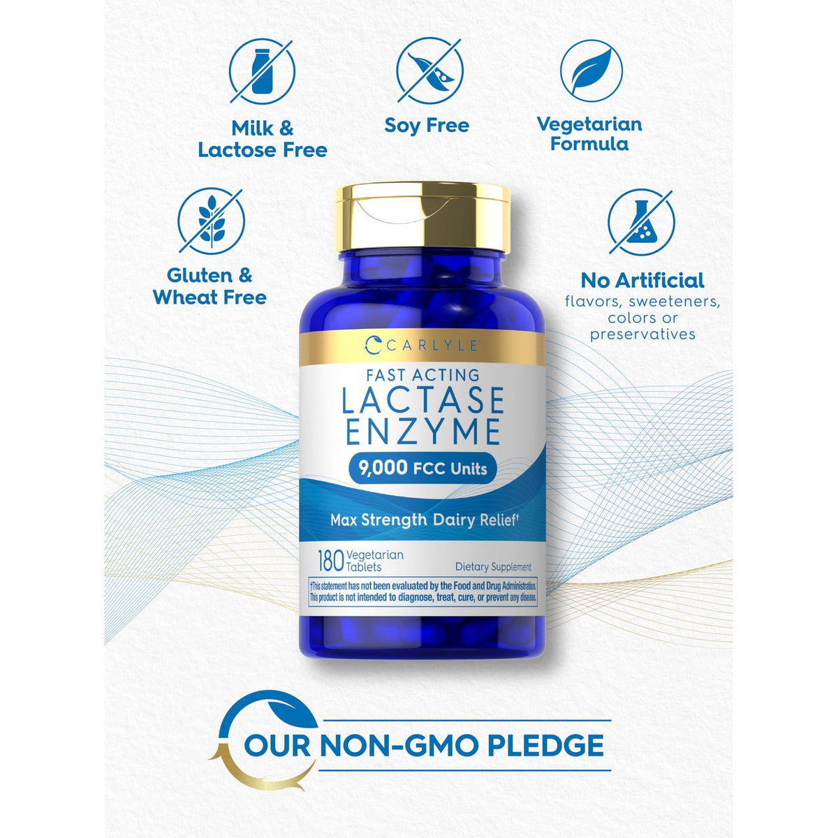 Carlyle Lactase Enzyme Tablets 9000 FCC | 180 Pills
