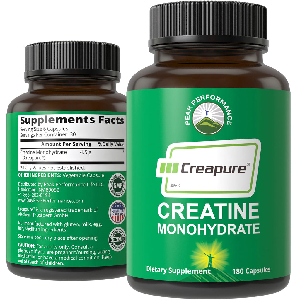 Creapure Creatine Monohydrate 180 Capsules High Purity German Made Creatine