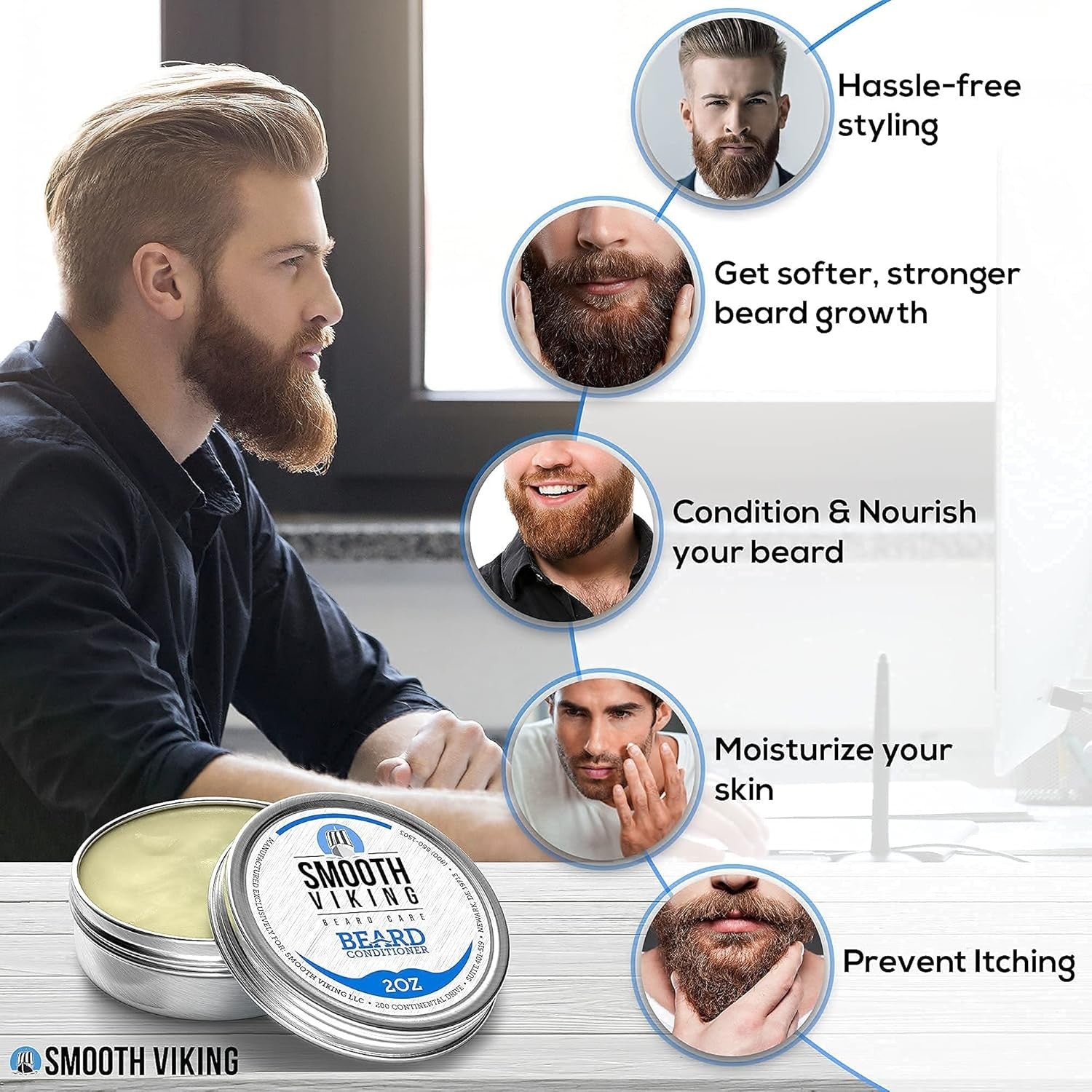 Buy now Vikings Beard Conditioner for Men - Ultimate Care for Silky Smooth Beard and Mustache, Softener with Leave-In Lotion/Cream (2 Oz) at indiglob india