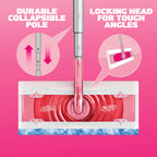 Swiffer Sweep and Mop Deluxe, Limited Edition Pink, 2-in-1 Floor Mopping and Sweeping Kit, Multi-Surface Kit for Floor Cleaning, Includes 1 Sweeper, 5 Heavy Duty Dry Cloths, 3 Heavy Duty Wet Cloths