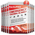 9 Pack Emergency Blankets, Outdoor Survival Emergency Insulated Gear, Mylar Thermal Space Insulated Blanket, Perfect for Camping, Hiking, Running, Marathon, Wilderness Rescue or First Aid