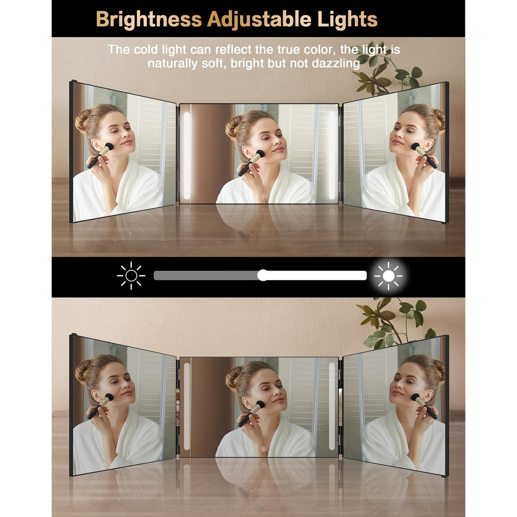 JUSRON 360 Viewing Angle Self Hair Cutting Mirror, Clear Anti-Fog HD Glass, USB Rechargeable, Easy to Use, Height Adjustable, Portable, Good Choice for Gifts | USB Rechargeable, Easy to Use, Height Adjustable, Portable, Good Choice for Gifts