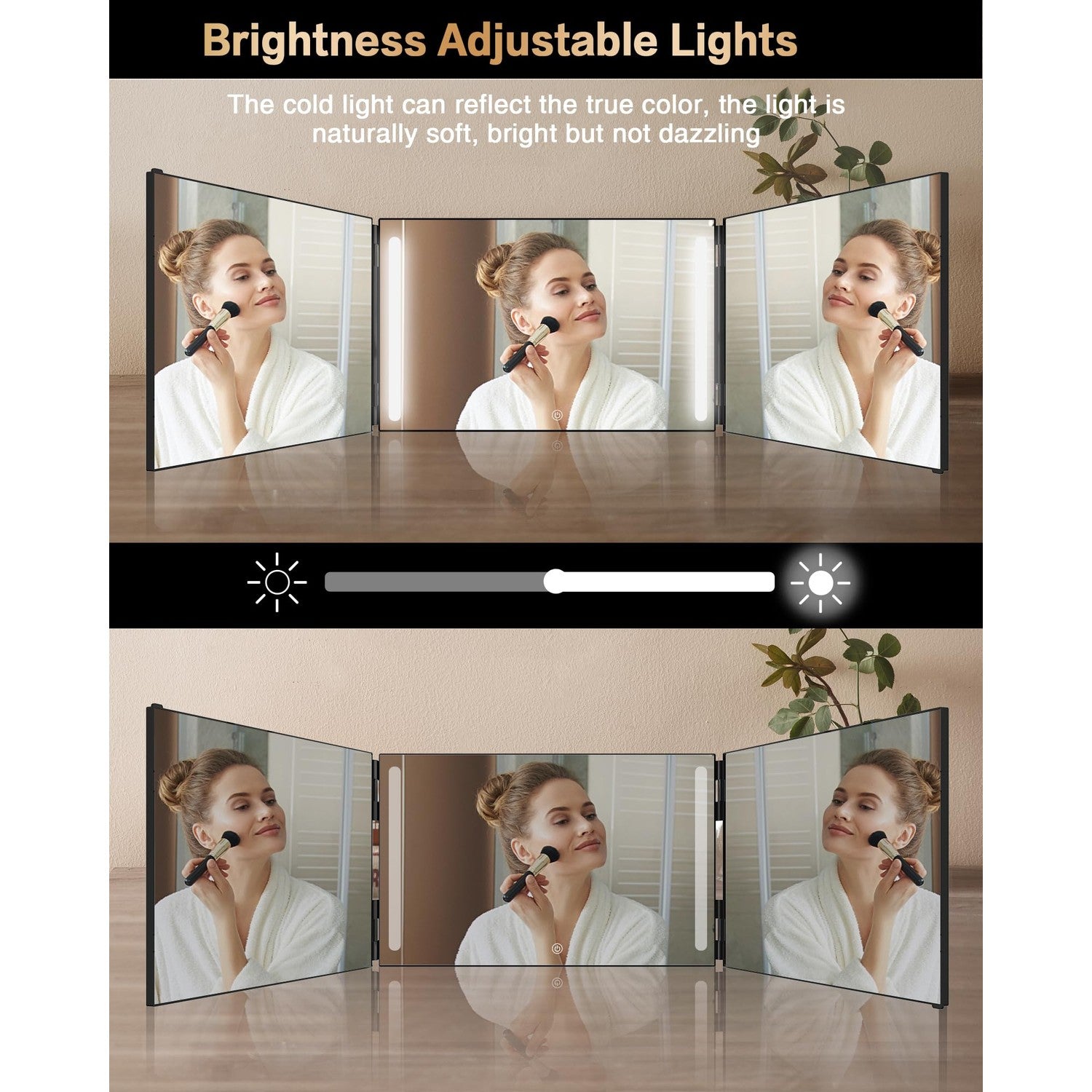 JUSRON 360 Viewing Angle Self Hair Cutting Mirror, Clear Anti-Fog HD Glass, USB Rechargeable, Easy to Use, Height Adjustable, Portable, Good Choice for Gifts | USB Rechargeable, Easy to Use, Height Adjustable, Portable, Good Choice for Gifts