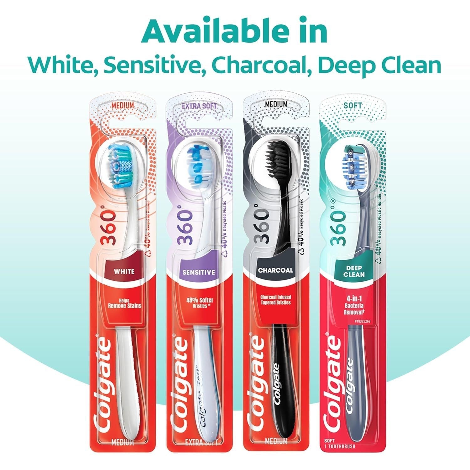 Buy now Colgate 360 Whole Mouth Toothbrush, Adult Toothbrushes Medium Bristles, Helps Remove Bad Breath Bacteria and Plaque, Medium Toothbrush Pack, Includes Cheek and Tongue Cleaner, 4 Pack at indiglob india