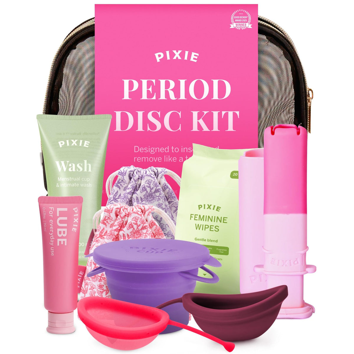 Pixie Menstrual Disc Kit for Feminine Care - Pixie Discs are Designed to Remove Like Tampons - 100% Medical-Grade Silicone - Best Period Disc Starter Kit - Proven to Become A Successful Disc User