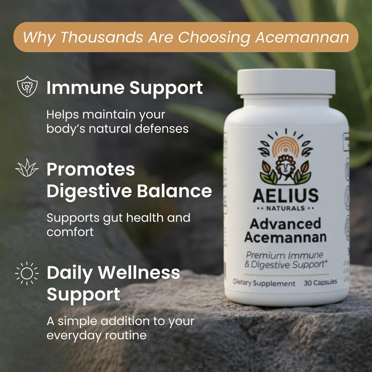 Advanced Acemannan Aloe Vera Supplement for Digestive and Immune Support