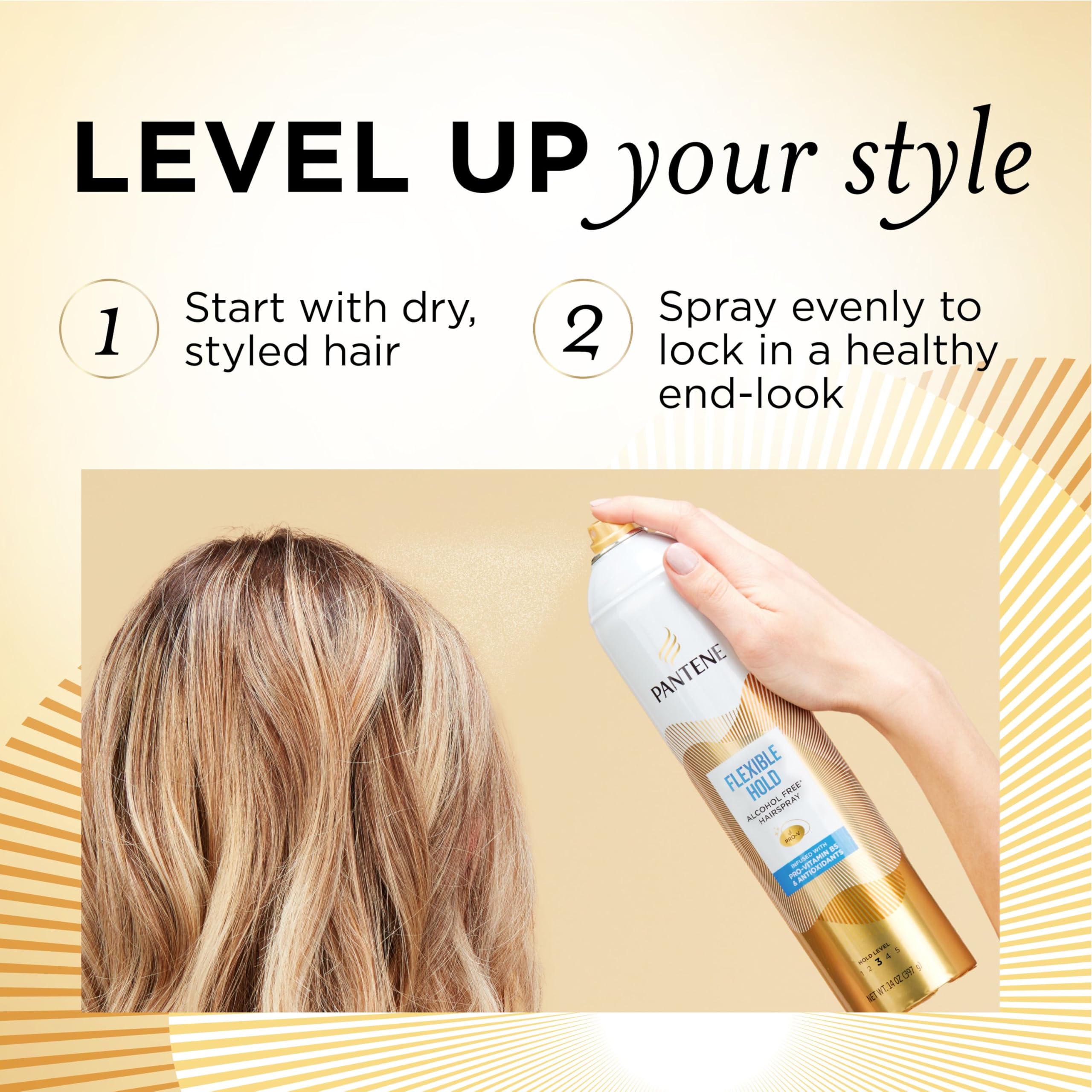 Pantene Alcohol-Free Hairspray Level 3, Flexible Hold, 14 oz