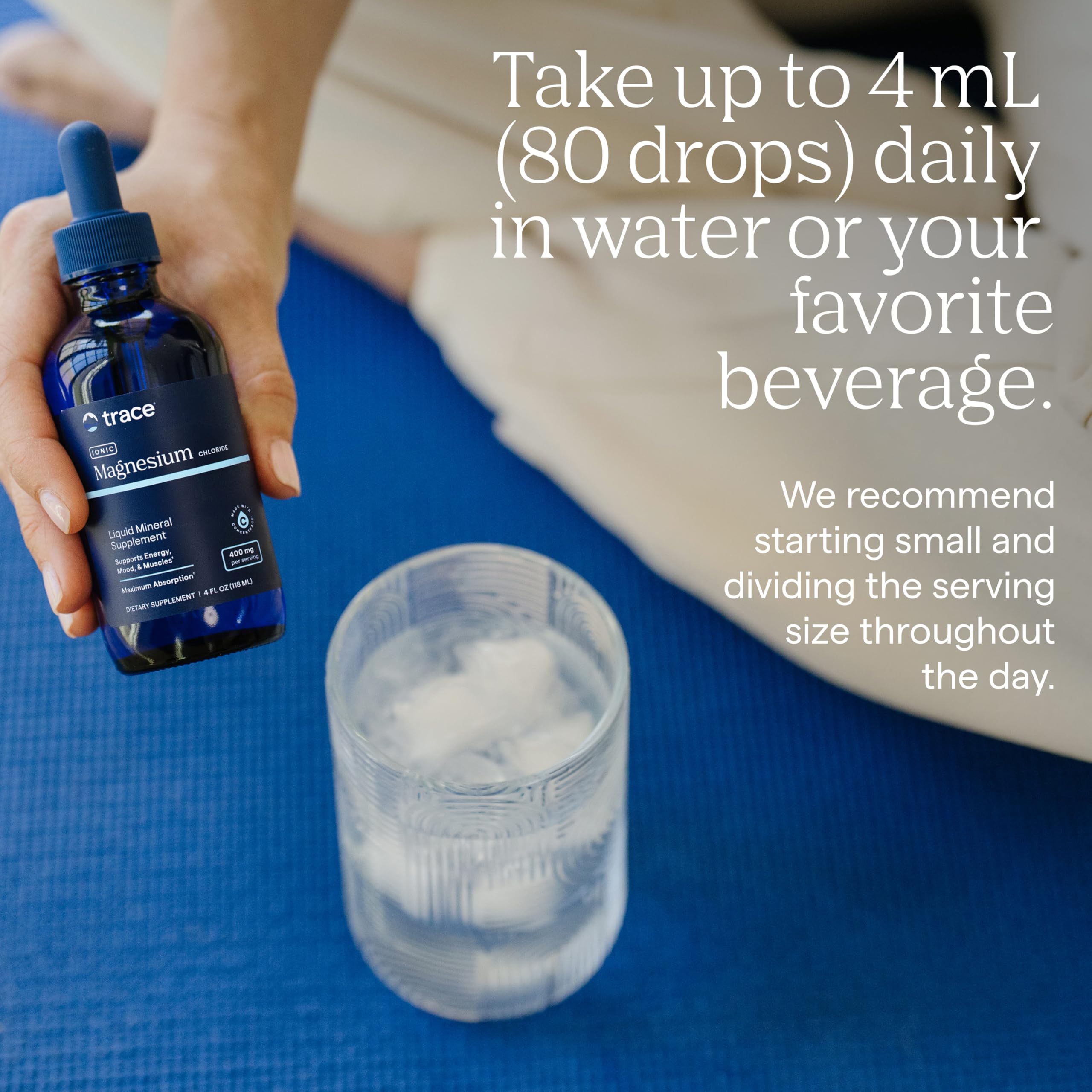 Trace Minerals Liquid Ionic Magnesium, 400 mg, 4 fl oz | Ionic magnesium chloride with high bioavailability. Supports 300 biochemical reactions and calm muscles. 30 servings.