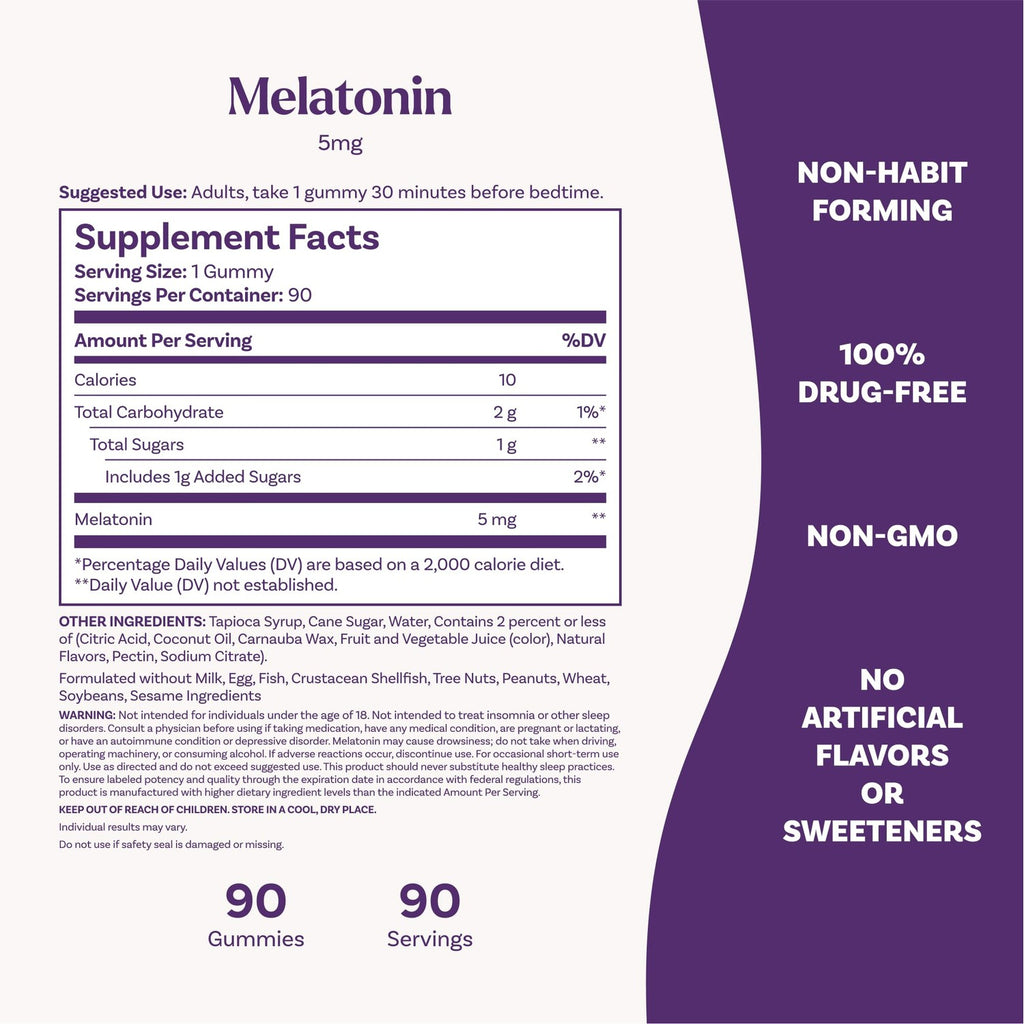 Natrol Melatonin 5 mg Gummies, Sleep Support for Adults, 90 Count | Supplement to Fall Asleep Faster & Stay Asleep Longer, Wake Up Refreshed, 100% Drug-Free, Strawberry-flavored, 90 Day Supply