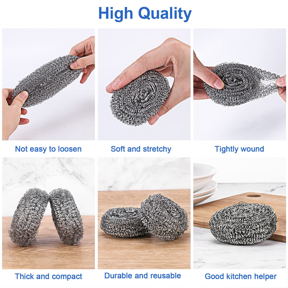Steel Wool Scrubber for Burnt & Tough Crusts, Dried Food 12 Pack