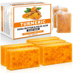 5 Pcs 80g Turmeric Kojic Acid Soap Bars with 2 Foaming Mesh Nets | Infused with Retinol, Collagen, Vitamin E & Shea Butter, SLS-Free, Gentle for Face, Body & Underarms, Fits Oily & Dry Skin