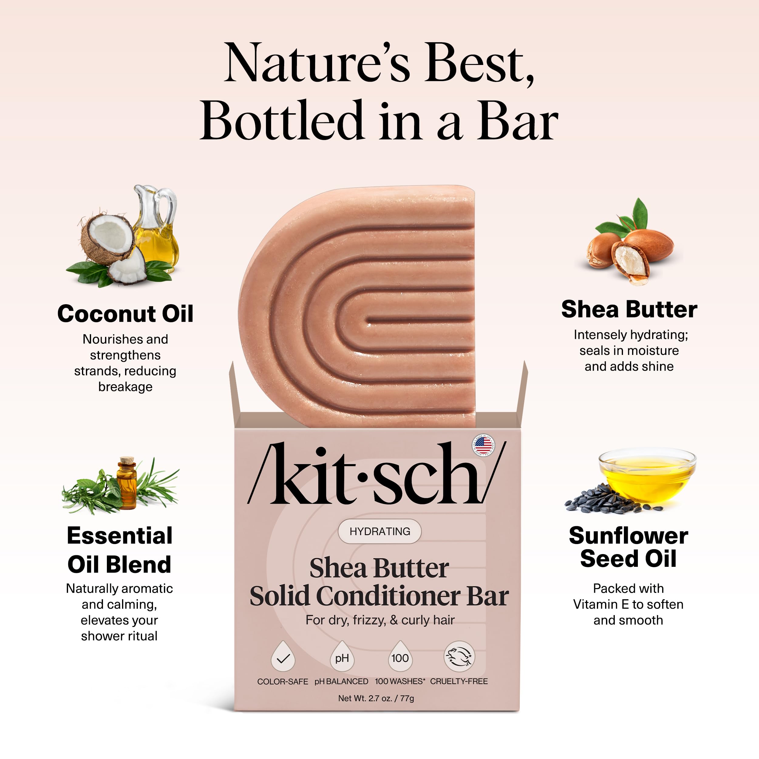 Buy now Kitsch Shea Butter Conditioner Bar Æ’?? Shea Moisture Conditioner for Soft, Hydrated Hair Æ’?? Solid Hair Conditioner for Hair Care Æ’?? Paraben, Sulfate & Silicone-Free, Vegan, Made in USA - 2.7 oz at indiglob india