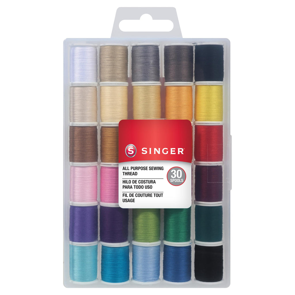 SINGER Polyester Sewing Thread Set, Assorted Colors, 50 Yards, 30 Count