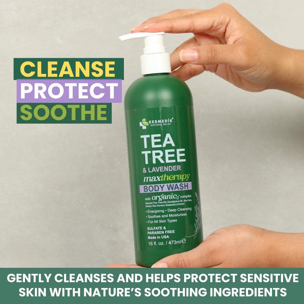 KESMEDIK Tea Tree Oil & Lavender Body Wash MaxTherapy for Skin, 2-Pack