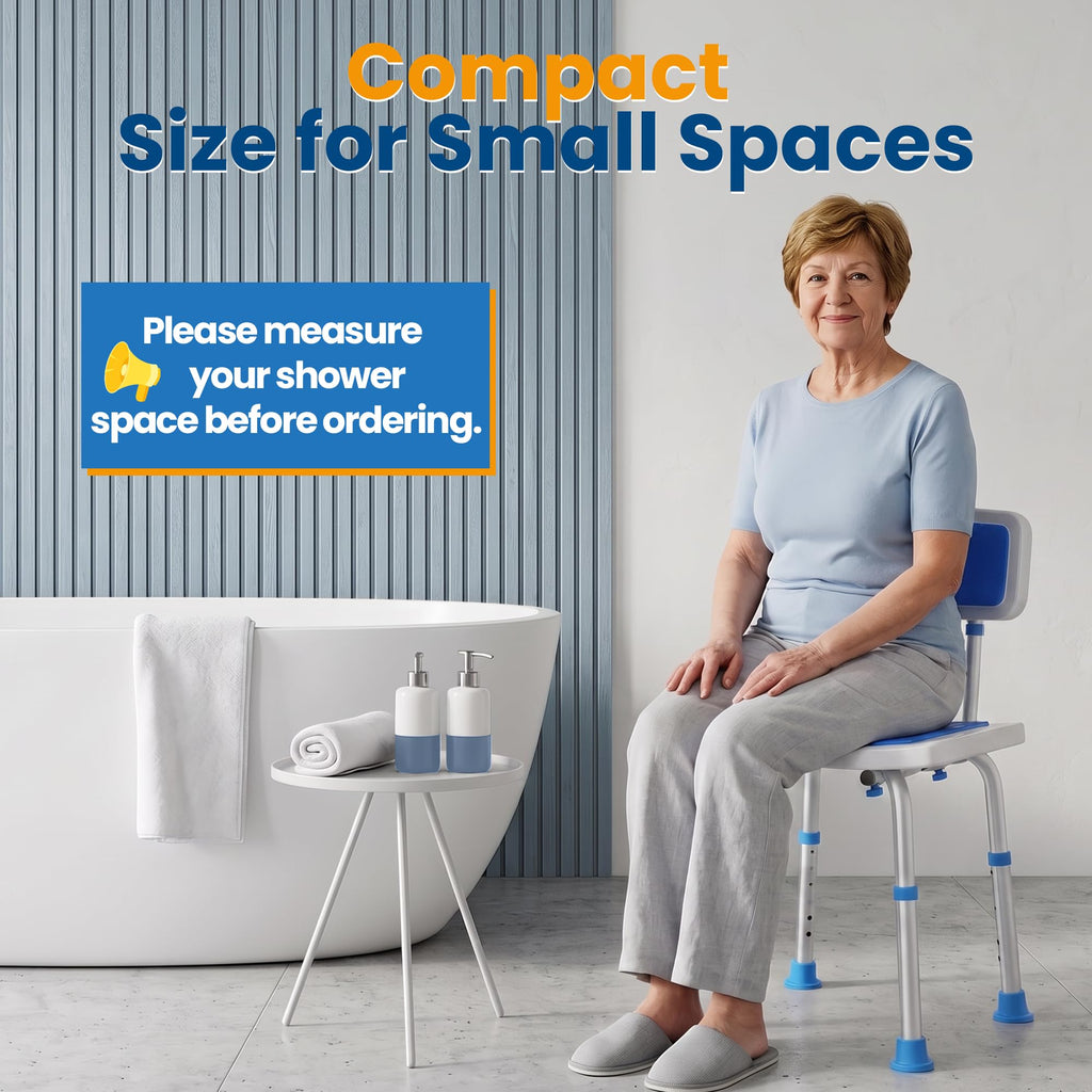 Shower Chair for Inside Shower, 400 lbs Adjustable Chair with Back