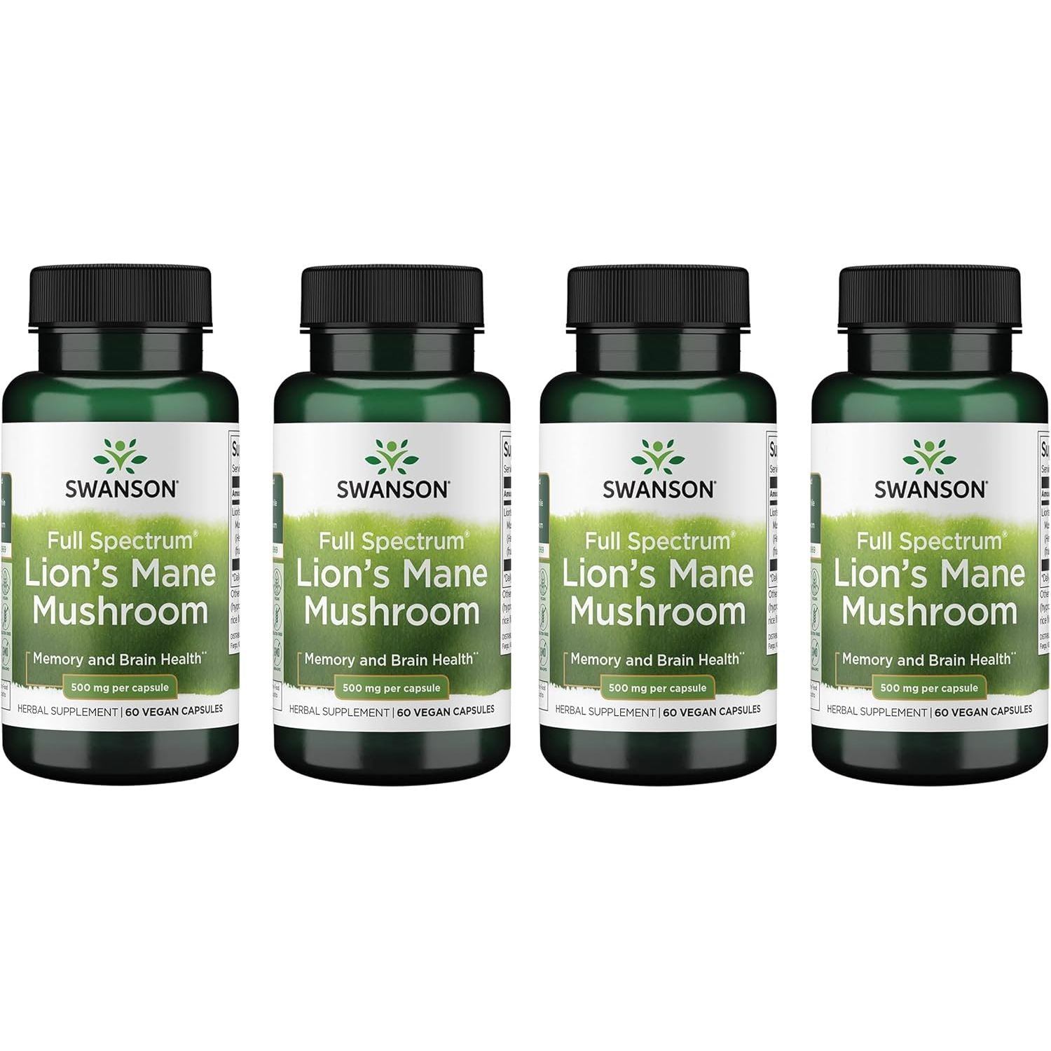 Buy now Swanson Lion's Mane Mushroom Capsules - 500 mg Each, 60 Capsules - Herbal Supplement Supporting Cognitive Function 60 Count (Pack of 4) at indiglob india