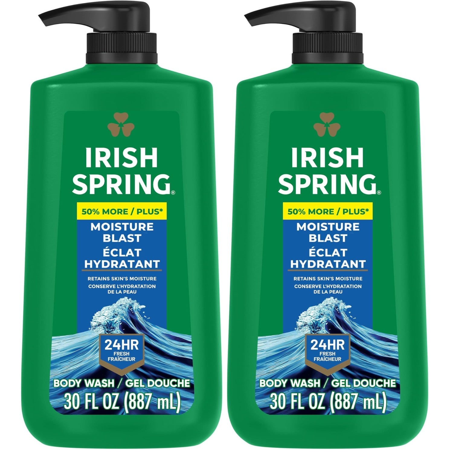Buy now Irish Spring 5 in 1 Moisturizing Body Wash for Men, Shampoo, Conditioner, Body and Face Wash, and 24 Hour Deodorizer, Paraben-Free, Fresh Eucalyptus & Bergamot Scent, 20 fl oz Moisture Blast 30 Ounce (Pack of 2) at indiglob india