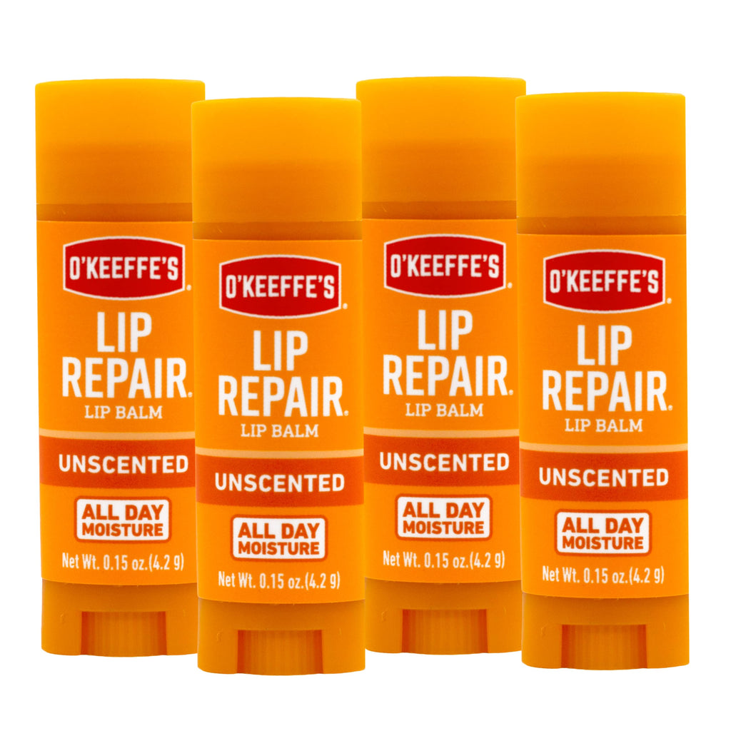 Buy now O'Keeffe's Unscented Lip Repair Lip Balm for Dry, Cracked Lips, Stick, (Pack of 4) at indiglob india
