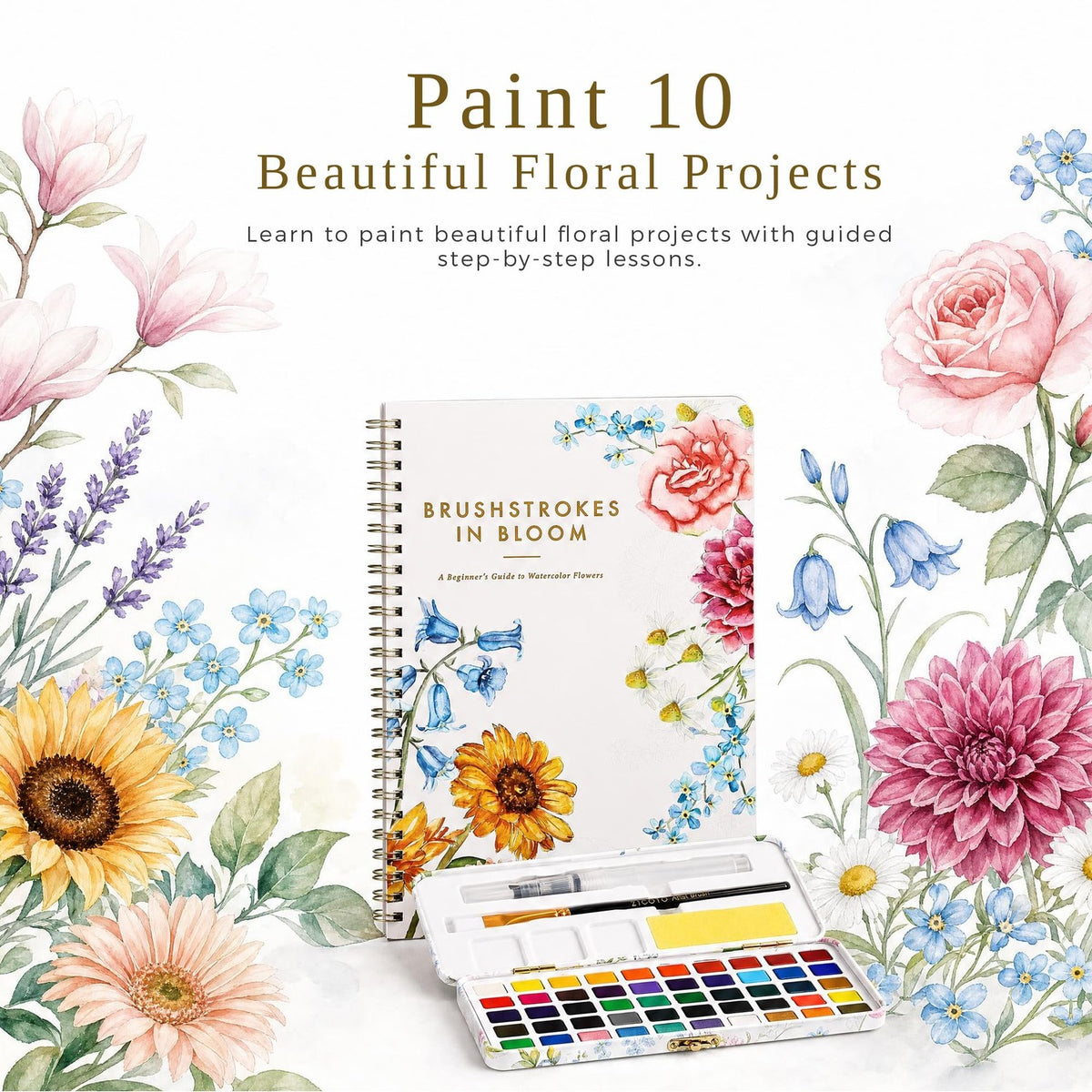 Beautiful Watercolor Workbook Paint Set for Beginners - Palette Kit